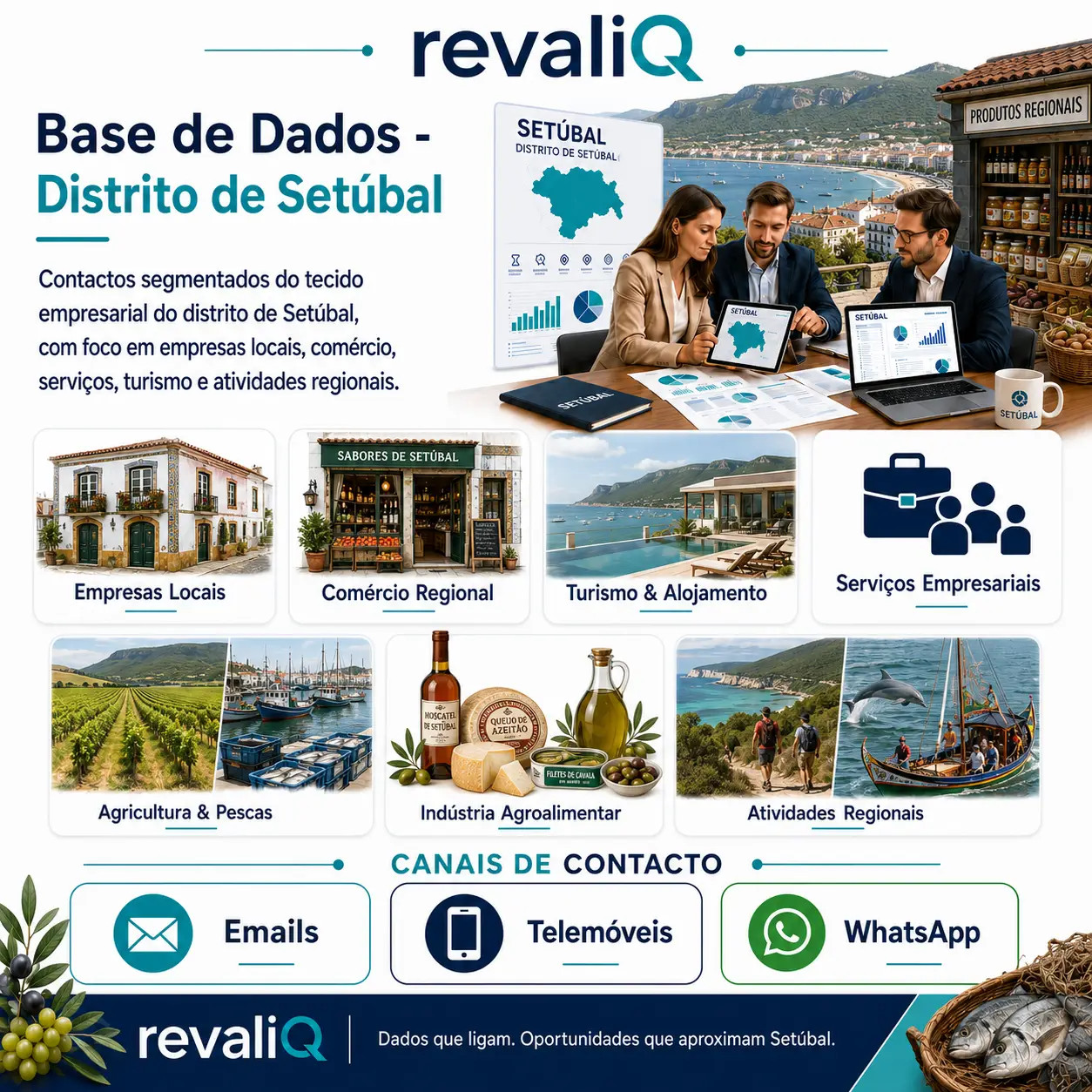 Base de dados empresas Setúbal com contactos segmentados por emails, telemóveis e WhatsApp para indústria, logística, comércio, turismo e serviços