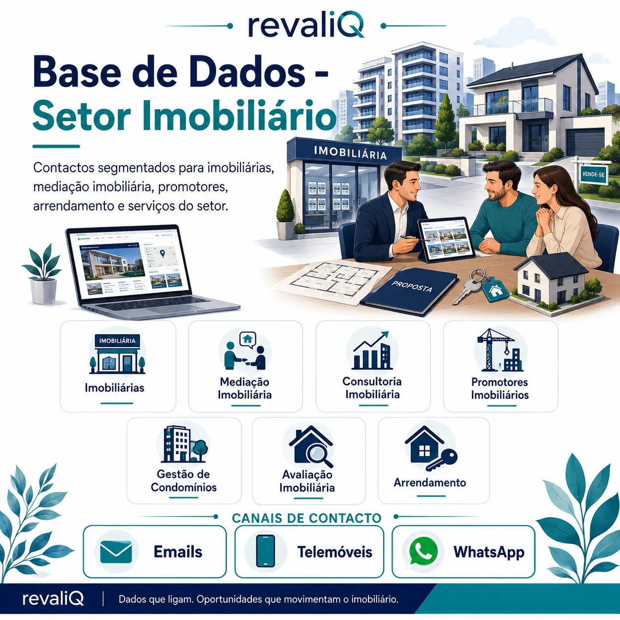 Base de dados empresas do setor imobiliário com contactos segmentados por emails, telemóveis e WhatsApp para imobiliárias, mediação, gestão de imóveis e serviços associados