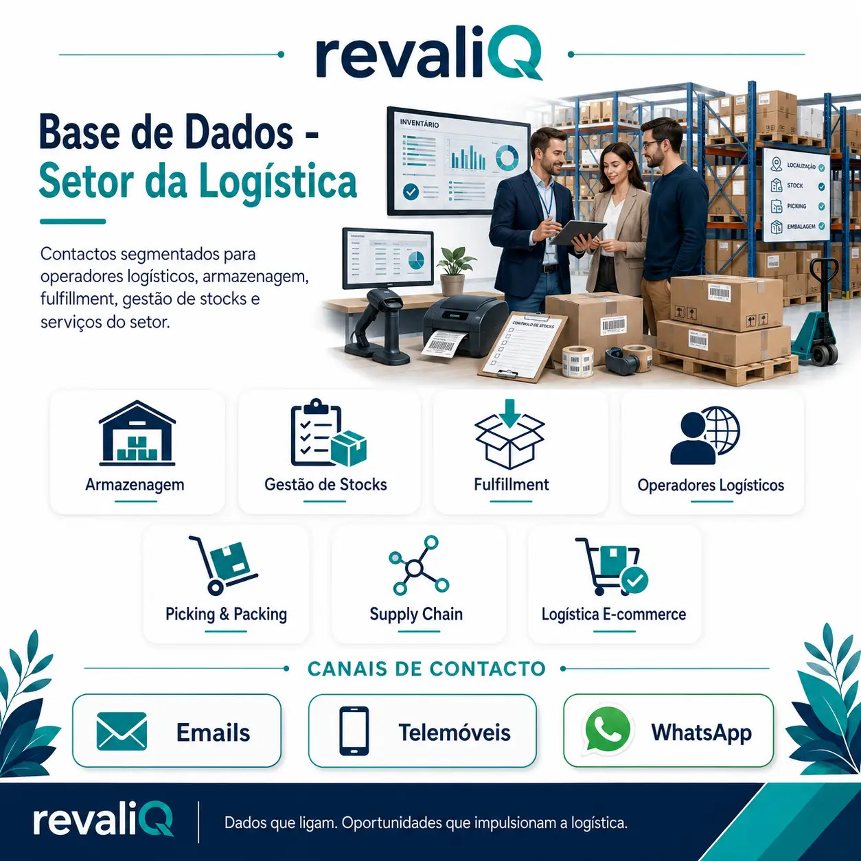 Base de dados empresas do setor da logística com contactos segmentados por emails, telemóveis e WhatsApp para armazenagem, distribuição, gestão logística e operadores especializados